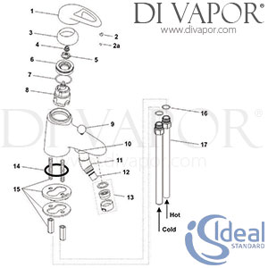 Ideal Standard Idyll Two Single Lever Bath Shower Mixer with Kit Tap Spare Parts - IDL DV 240